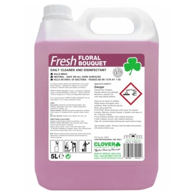 CLOVER CHEMICALS Fresh Floral Bouquet Disinfectant Surface Cleaner Kills MRSA 99.999% & Bacteria