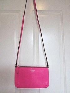 Kate Spade Bright Pink Leather Handbag Cross Body Top Zipper Ebay Image Is Loading Kate Spade Bright Pink Leather Handbag Cross Body