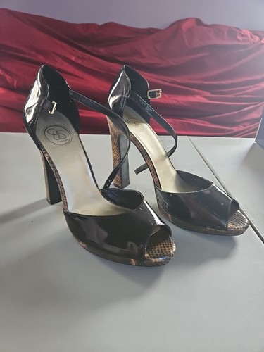 Jessica Simpson Buckle Snake skin platform block heels - Picture 6 of 13