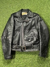 RARE Vintage Perfecto by Schott Bros. NYC Brown Leather Motorcycle Riders Jacket