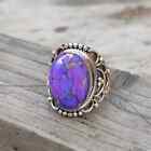 925 Sterling Silver Purple Copper Turquoise Women's Ring Size 9 US