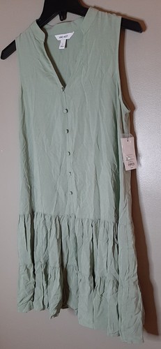 NWT Nine West Size Small Light Green Sleeveless Dress Pleated Vneck - Picture 3 of 9