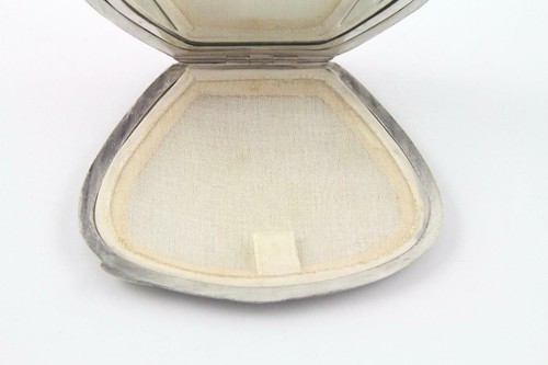 Estuche compacto espejo en polvo suelto vintage 800 plateado art deco perseguido - Imagen 9 de 10