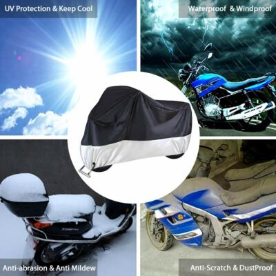 XL Heavy Duty Waterproof Motorcycle Cover – For Outdoor Winter Storage, Fits Most Bikes