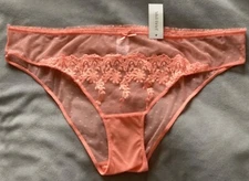 PEACOCKS -Midi Briefs /Knickers Dark Peach Lace & Mesh Size 22-24 - BNWT
