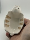 Small Fat Cat Ceramic Trinket Dish Tiger Striped Cream