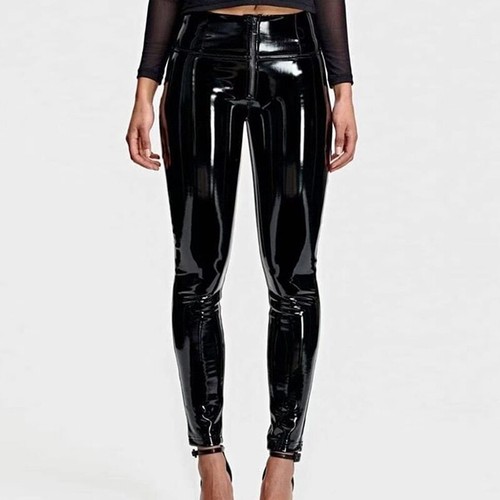 2022 Shiny patent leather pencil pants women's tights PVC zipper pants - Picture 10 of 13