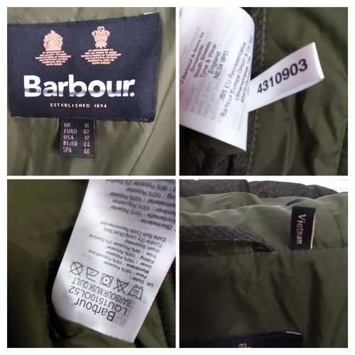 Barbour Musk Quilted Women's Jacket Longline LQU1510OL52 Olive Herringbone US 12 - Picture 16 of 16