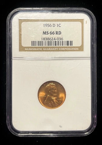 1956 D Lincoln Wheat Cent NGC MS66 RD-(10c)