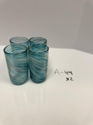 4 vasos de bebida Mikasa Swirl azules sin tallo soplados a mano 6 pulgadas nuevos en caja - Imagen 8 de 8