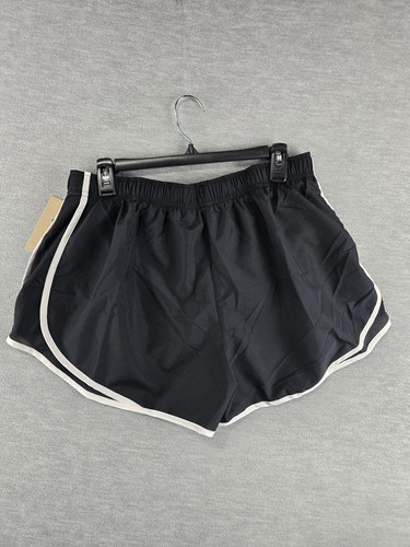 NEW Nike Running Shorts Women XL Dri FIT Brief Lined Black White Swoosh NWT - Picture 4 of 10