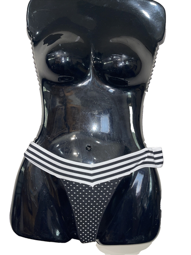 NWTS Sissy Thong Panty No Boundaries Black White Polka Dot Striped  Underwear XS - Picture 1 of 5