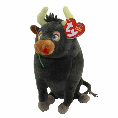 Peluche de film Ty Beanie Ferdinand le taureau MWMT neuve 6" 15 cm rare Ferdinand avec rose - Photo 2 sur 10
