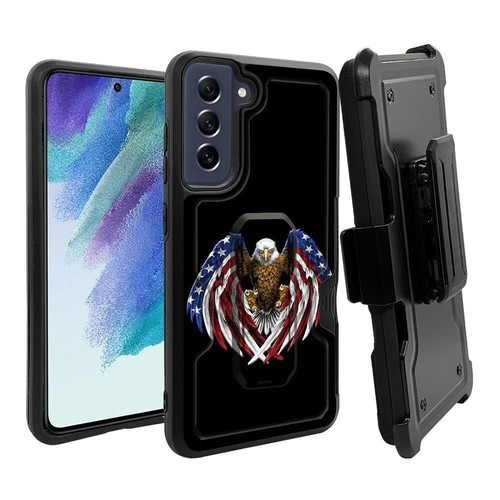 Per Samsung S21 FE 5G custodia robusta fondina antiurto + cover vetro temperato p5 - Foto 5 di 22