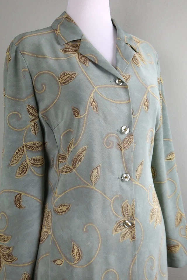 LEW MAGRAM COLLECTION Chaqueta Larga de Crepé Floral Vintage Talla 14 Foto 3 de 4