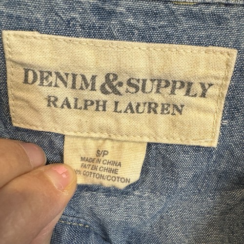 DENIM & SUPPLY Ralph Lauren Pearl-Snap Western Denim Shirt Mens Size Small Blue - Picture 3 of 6