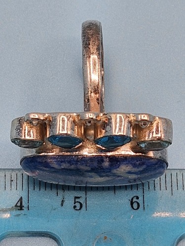 Big Lapis w/ 4 Accent Gemstones 925 Designer Cocktail Ring w/ Gift Box Sz 9.25 - Picture 5 of 14