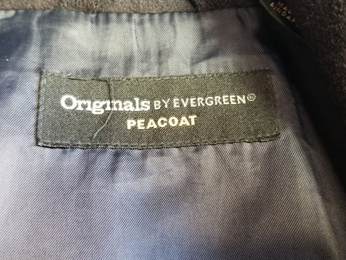 Original Melton Pea Coat By Evergreen Lined Double Breasted Wool Blue Men's XL - Picture 9 of 10