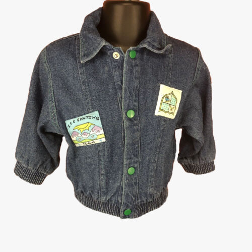 Giacca denim Judy Philippine bambina 24 mesi vintage 1980 blu pattinaggio su ghiaccio a scatto - Foto 2 di 9