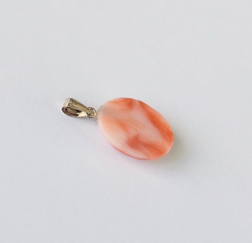 Large Solid 14K Gold Genuine Natural Angel Skin Coral Cabochon Pendants NEW - Picture 6 of 8