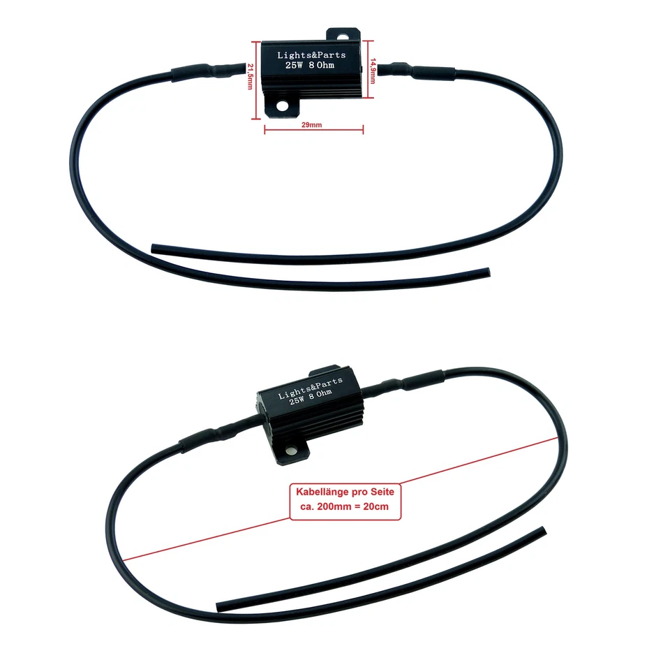 2 Widerstand CanBus 25w Lastwiderstand LED Tagfahrlicht TFL Blinker 25Watt 8 Ohm - Bild 3 von 3