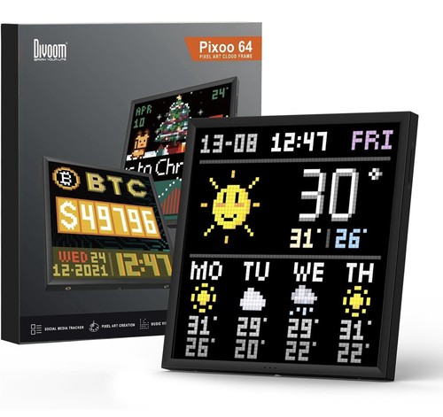 Divoom Pixoo 64 Pixel Art Cloud Frame - New Smart Display for Creative Pixel Art