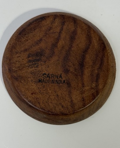 Set of 6 SS Sarna Wood carved Coasters in Decorative Holder - Made in India - Picture 9 of 10