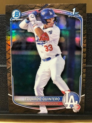 2025 1st Bowman Chrome Reptillian Refractor #BCP-115 Eduardo Quintero/LA Dodgers - Picture 2 of 8