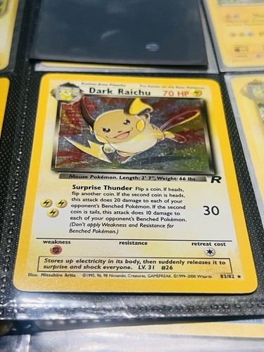 Dark Raichu Holo Rare Team Rocket Card 83/82 - Secret Rare Card - Picture 2 of 11