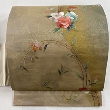 JAPANESE KIMONO BELT NAGOYA OBI ASH BROWN PURE SILK EE4244