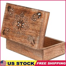 Handcrafted Wooden Memory Box W/ Hinged Lid Decorative Storage Keepsake Jewelry