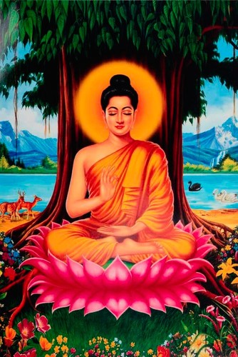 Photo Buddha Dhyana Mudra - Symbol Awakening - Spirituality - Lotus #3266 - Picture 1 of 2