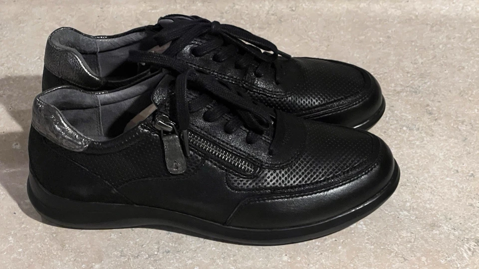 Zapatos para caminar Aravon para mujer talla 7,5B zapatillas de cuero negras CH3369 Foto 3 de 4