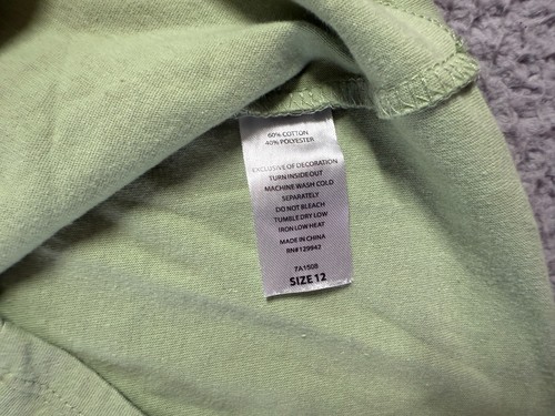 Btween Girls Pullover Short Sleeve BELIEVE Graphic T Shirt Olive Green Size 12 - Picture 4 of 8