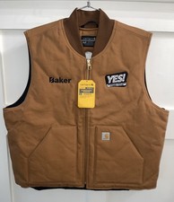 Carhartt Firm Duck Insulated Rib Collar Vest Brown Men's 2XL Relaxed Fit LOGO