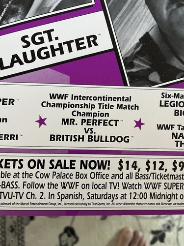 Póster de colección como nuevo original WWF Hulk Hogan vs. SGT Slaughter 1991 Cow Palace - Imagen 5 de 7