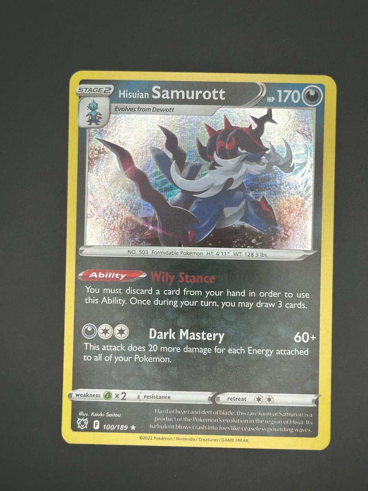 Hisuian Samurott 100/189 Holo Rare Astral Radiance Pokemon NM