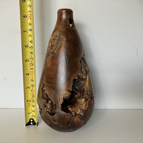 Vintage Turned Natural Burl Wood Vase Folk Art Sculpture Wooden Burr - Picture 7 of 7