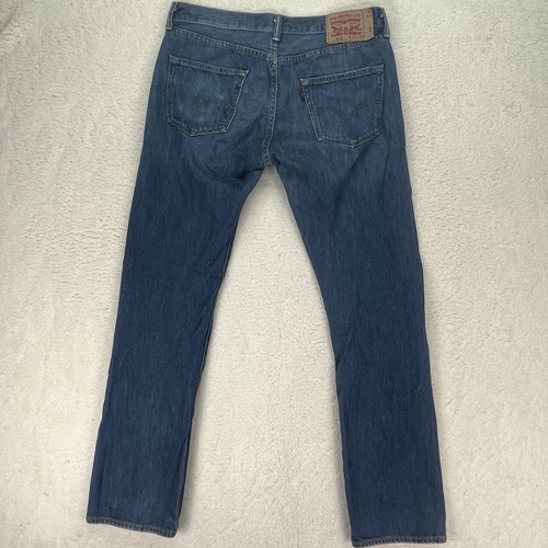 Levis 501 Jeans Herren 34x34 Straight Leg Regular Fit Medium Wash Button Fly Denim - Bild 4 von 6