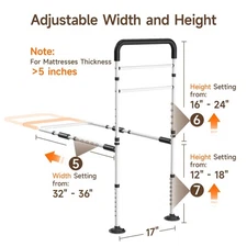 Bed Rails for Elderly Adults - Bed Safety Handle, Adjustable Height Max.300lbs