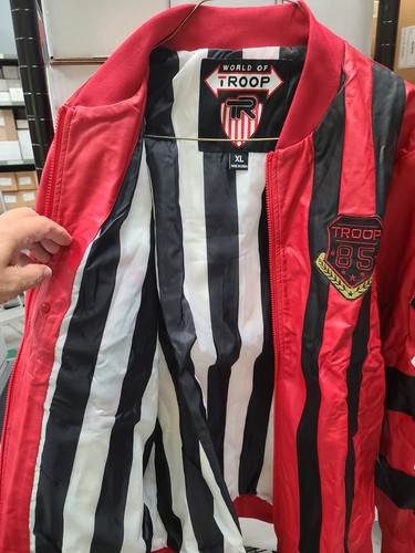 NWT World of Troop Red/Black Leather Moto Jacket Men's Size Extra Large XL - Picture 7 of 12