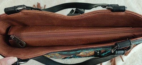 Montana West Tan Embroider Fringe Concealed Carry Tote Bag Purse NWOT - Picture 9 of 18
