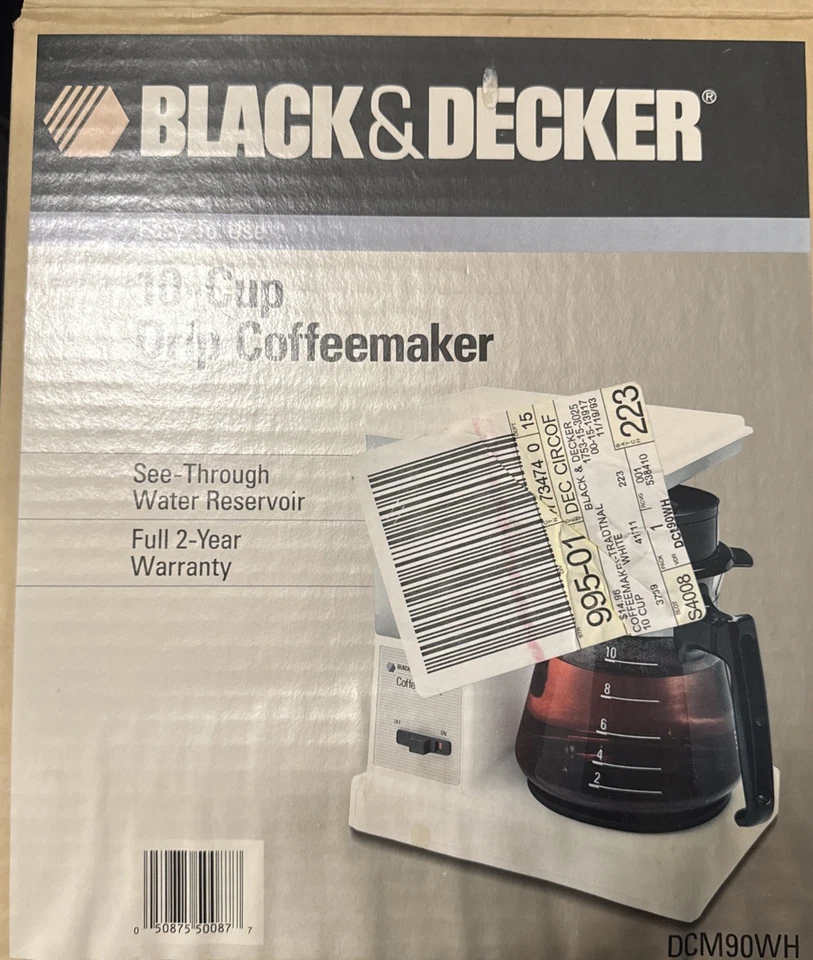 Vintage Black & Decker Coffeematic 10 Cup Coffee Maker DCM90WH Brand New - Image 3 of 4