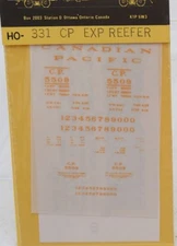 CDS Lettering HO-331 HO Scale CP Express Reefer Decals