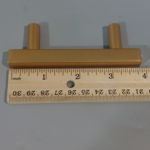 15 Pack 3.75" Square T-bar Dresser Drawer Pulls Brushed Gold 2.5" Center Holes - Picture 5 of 7