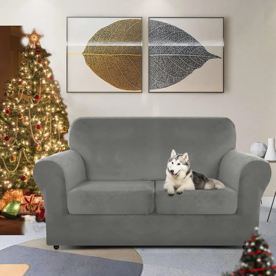 Fundas gruesas de terciopelo suave con correa antideslizante - Elegante protección gris Foto 4 de 4