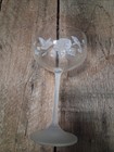 Etched Hummingbird & Hibiscus Stemmed Glass with Frosted Base