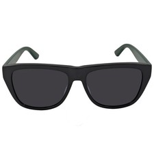 Gucci GG0926S-001 Sleek Black Square Sunglasses with Dark Lenses and Striped Tem