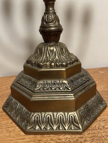 ANTIQUE 19th c. RARE Heirloom Brass MENORAH HANNUKAH Lamp JUDAICA Jewish 7 Light - Picture 6 of 11