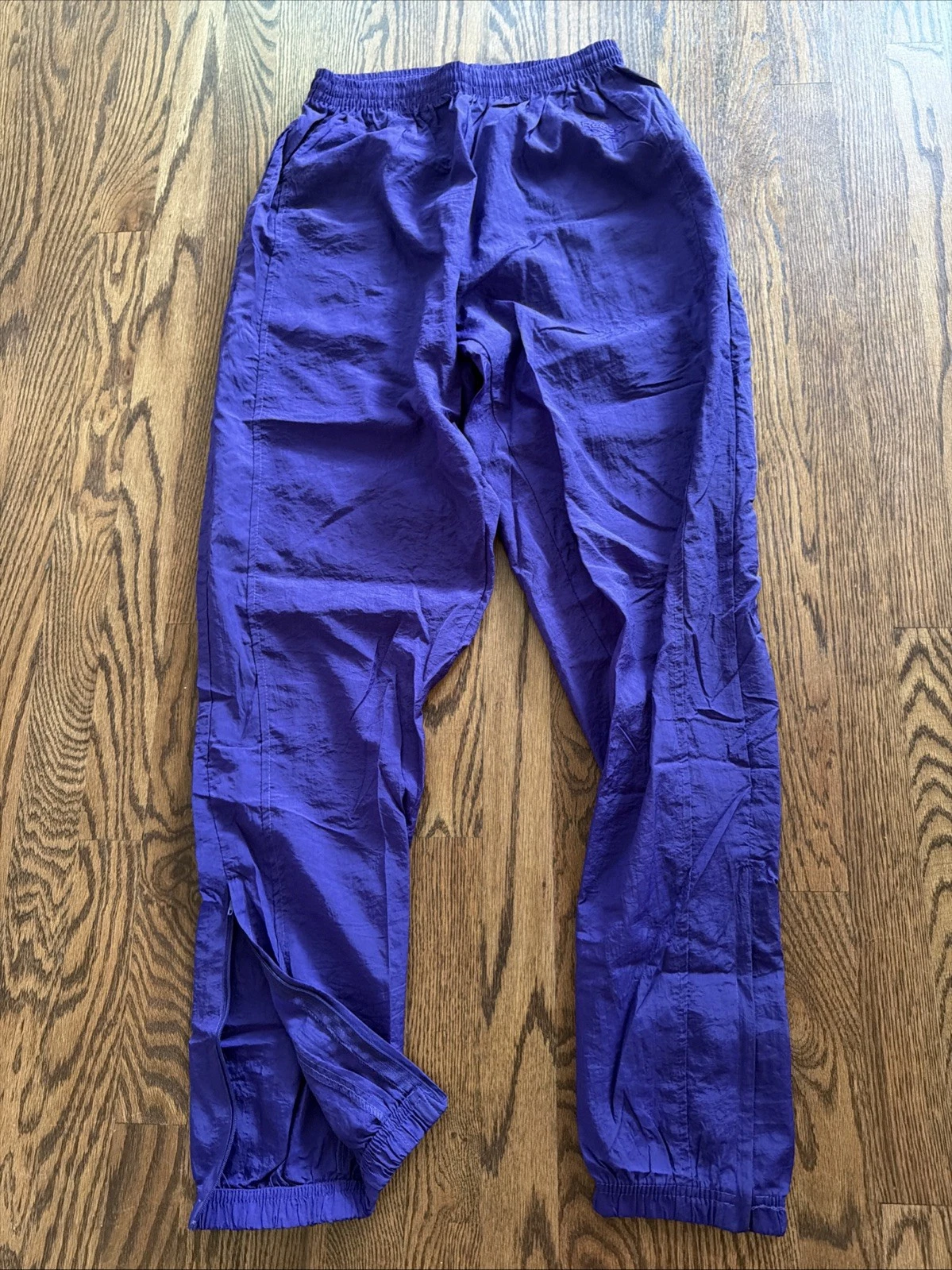 Vintage Reebok Y2K Track Pants M Purple Windbreaker Retro Nylon Jogger 90s Zip